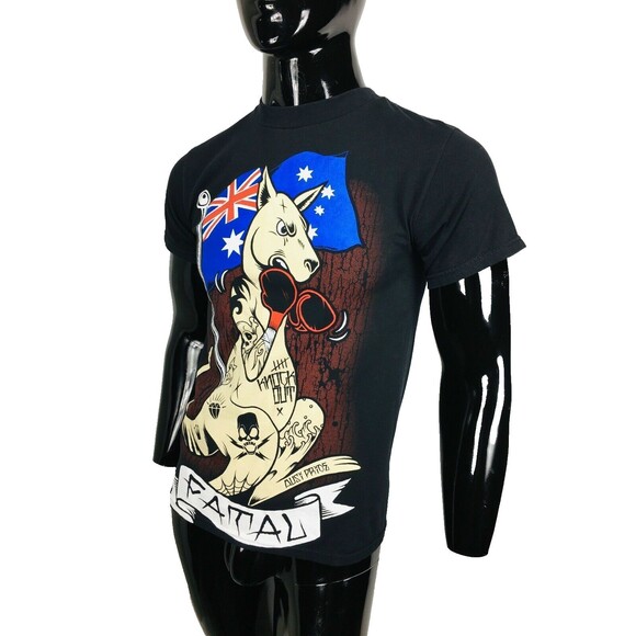 Vintage Fatal Streetwear Graphic Tee Skulls Tattoos Boxing Kangaroo Aussie Flag - Picture 3 of 6